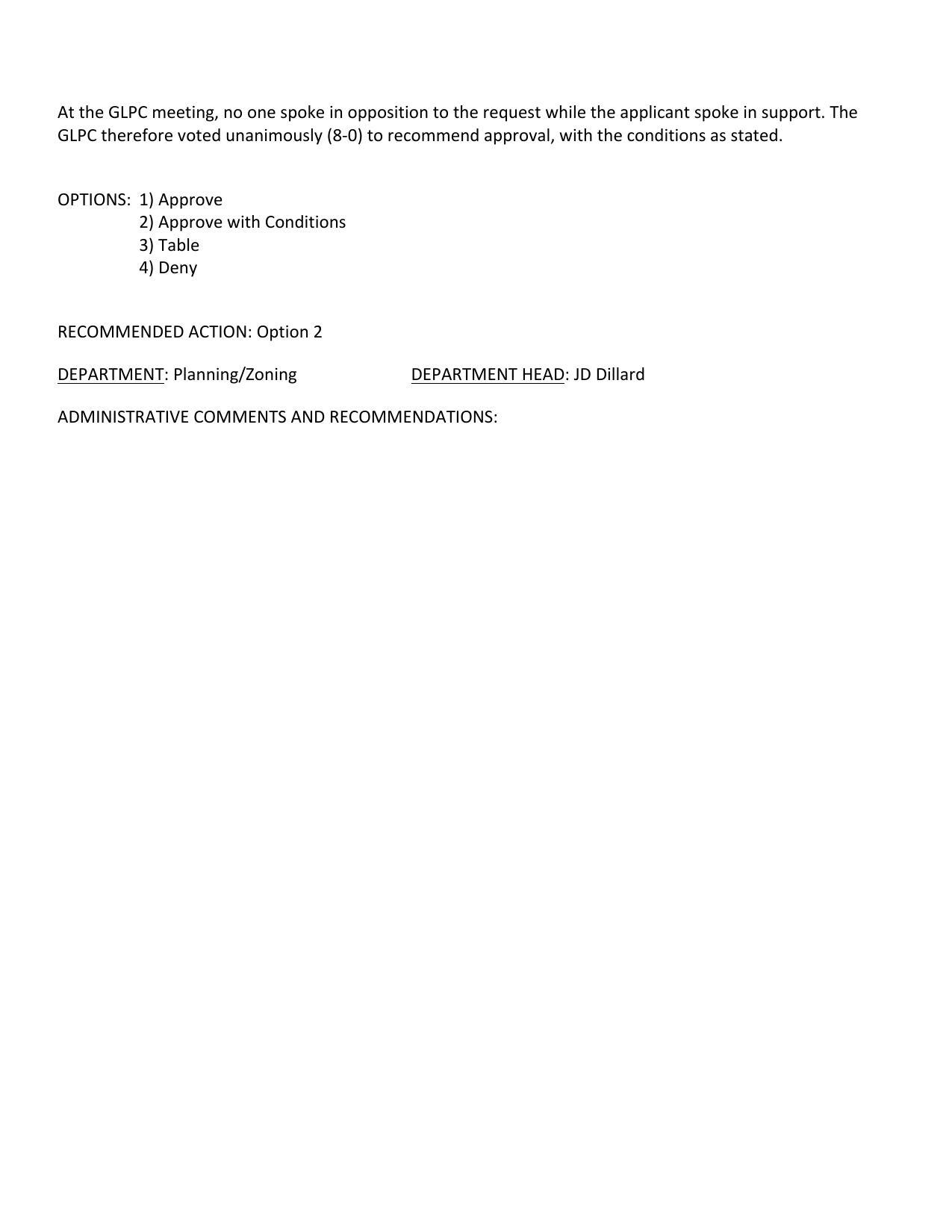 GLPC recommended approval 8:0.