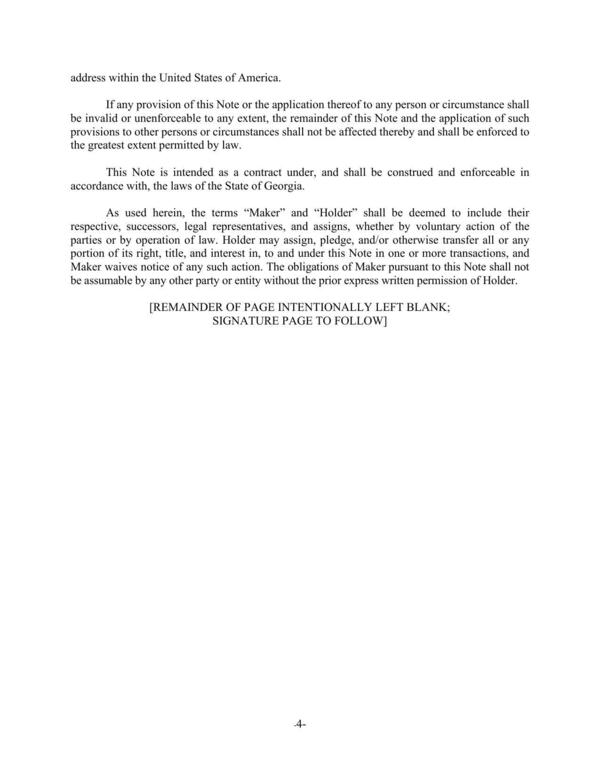 Maker waives notice of any such action. The obligations of Maker pursuant to this Note shall not