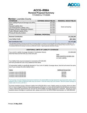 [ACCG-IRMA Renewal Proposal Summary]