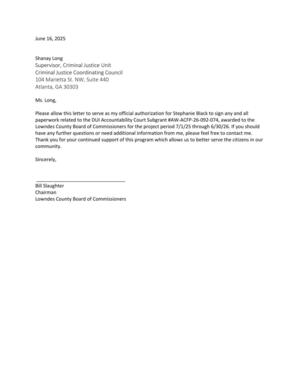 [Authorization for Stephanie Black to sign]