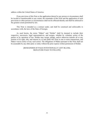 [Maker waives notice of any such action. The obligations of Maker pursuant to this Note shall not]