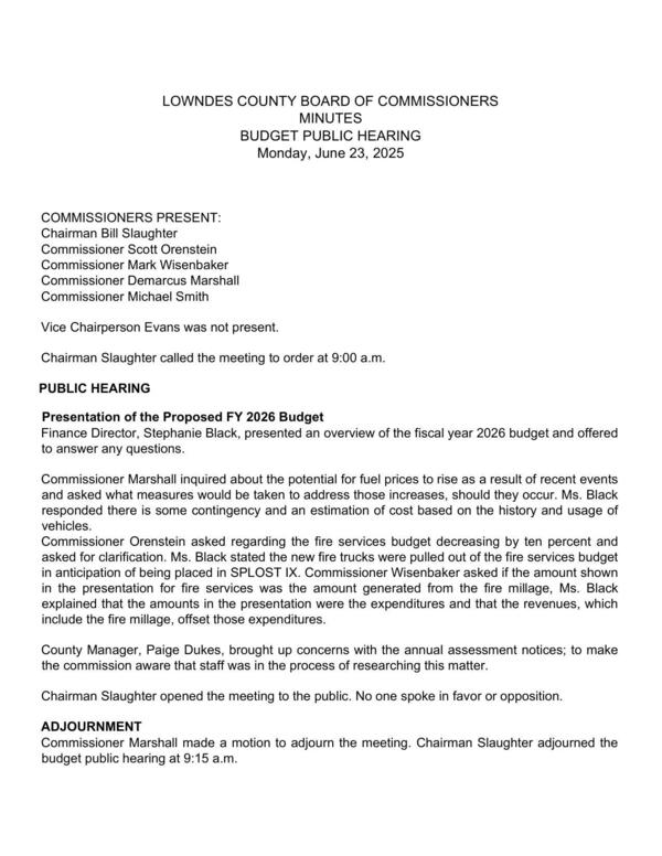 [Minutes, Budget Public Hearing, 2025-06-23]