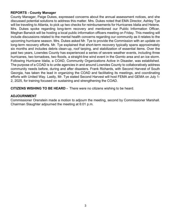 County Manager, Paige Dukes, expressed concerns about the annual assessment notices, and she