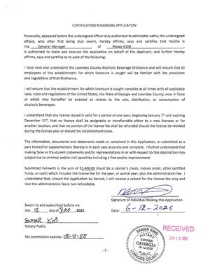 [CERTIFICATION REGARDING APPLICATION]