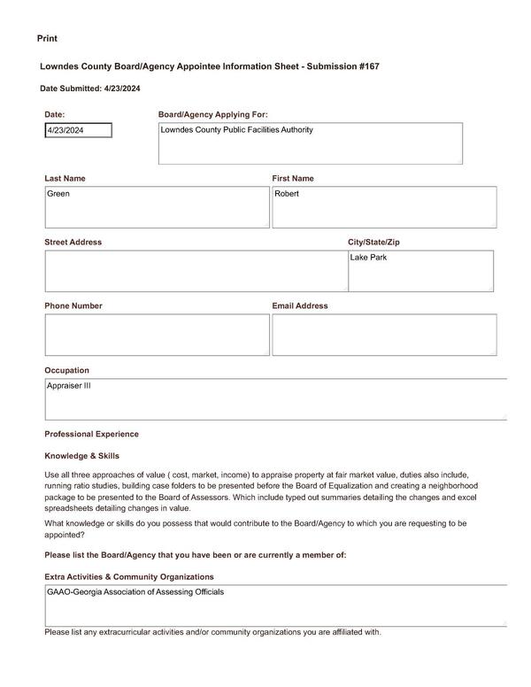 Robert Green application