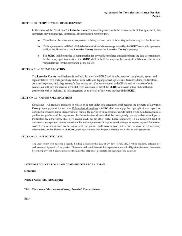 SECTION 10 - TERMINATION OF AGREEMENT