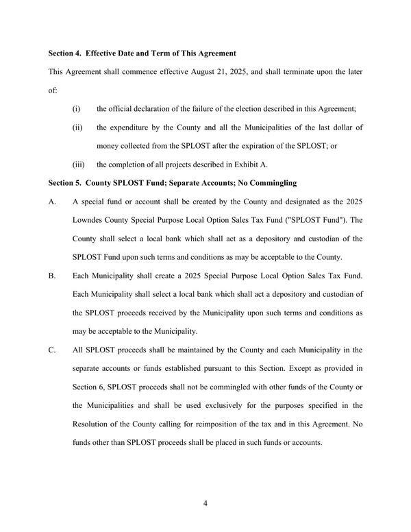 Section 5. County SPLOST Fund; Separate Accounts; No Commingling