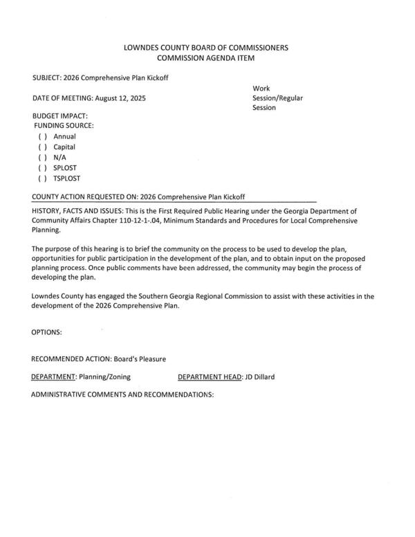 [to brief the community on the process to be used to develop the plan, opportunities for public participation in the development of the plan, and to obtain input on the proposed planning process.]