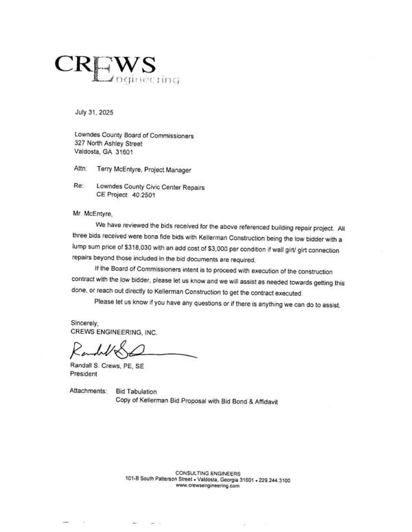 Crews Engineering bid review