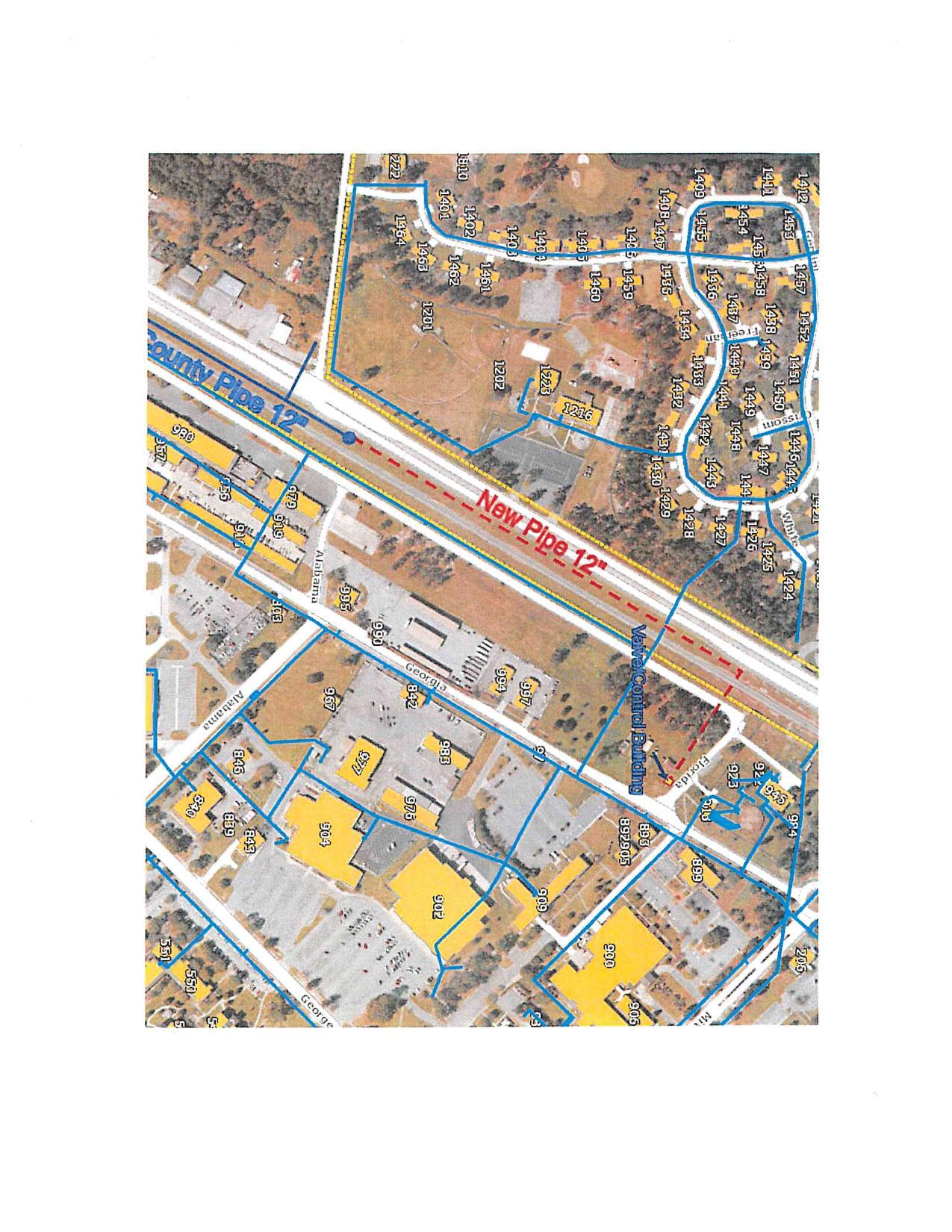 Map: County Pipe and New Pipe at Moody AFB