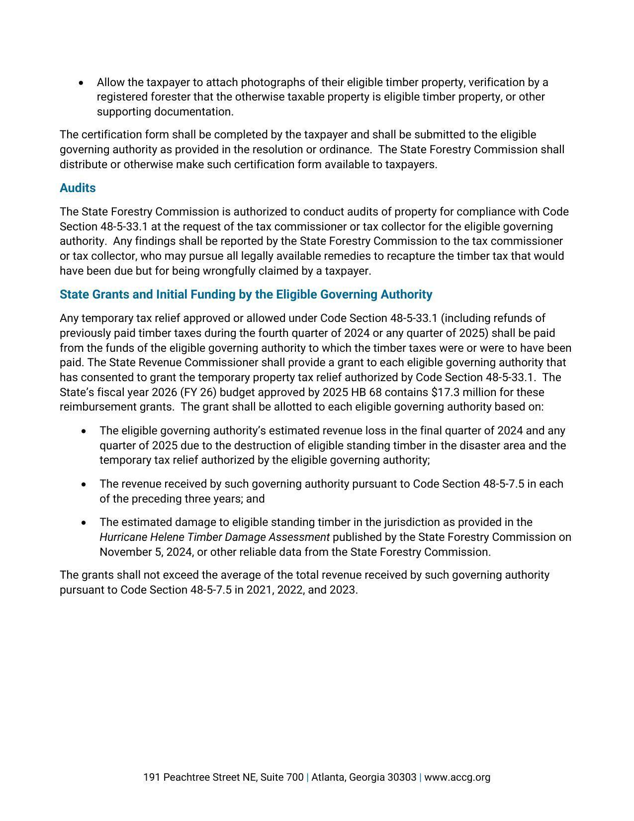 State Grants and Initial Funding by the Eligible Governing Authority