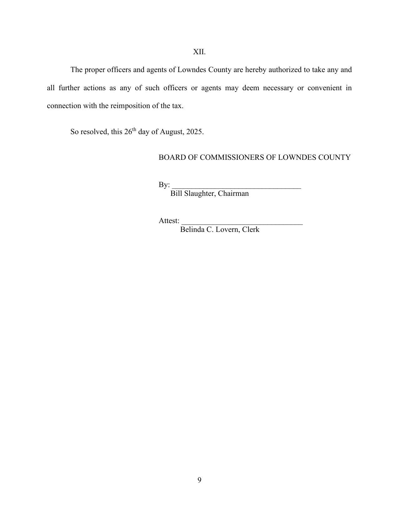 So resolved, this 26th day of August, 2025