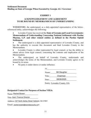 [Exhibit 1: ACKNOWLEDGEMENT AND AGREEMENT]