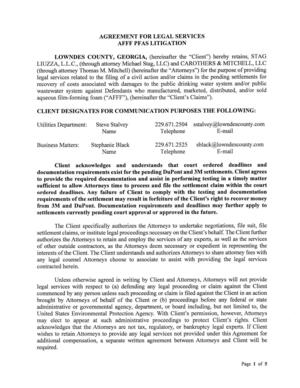 [AGREEMENT FOR LEGAL SERVICES AFFF PFAS LITIGATION]