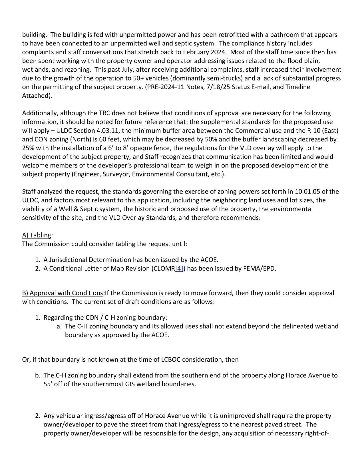 Table, Approval with 7 Conditions