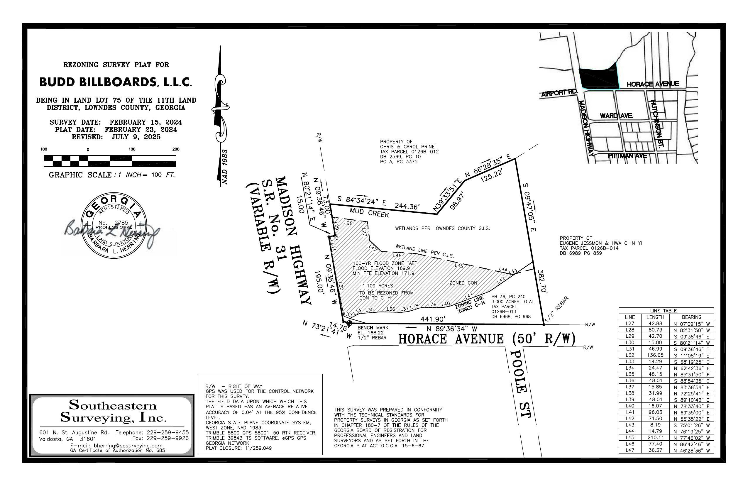 REZONING SURVEY PLAT FOR BUDD BILLBOARDS, L.L.C.