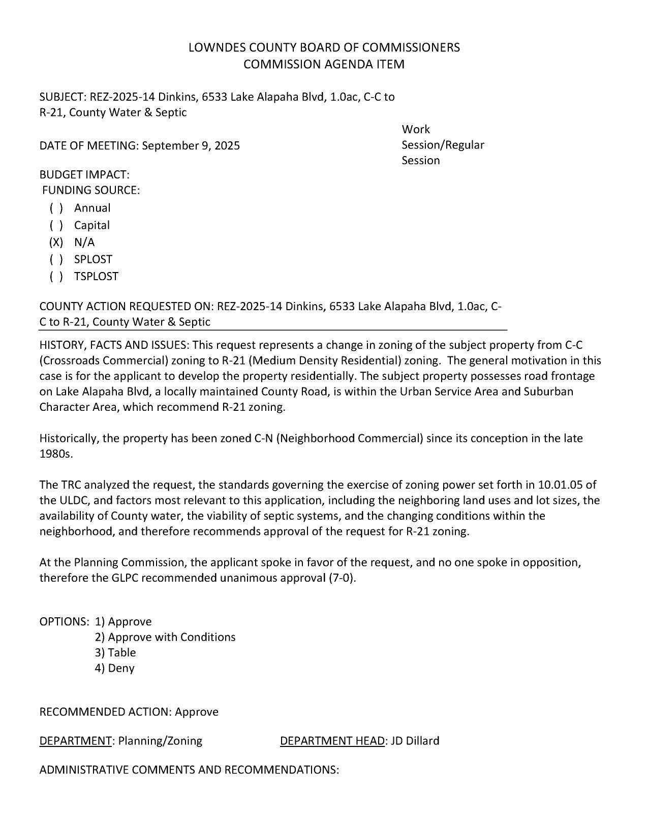 to develop the property residentially.