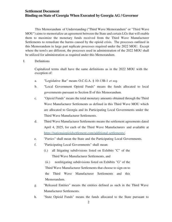 governments pursuant to Section II of this Memorandum.