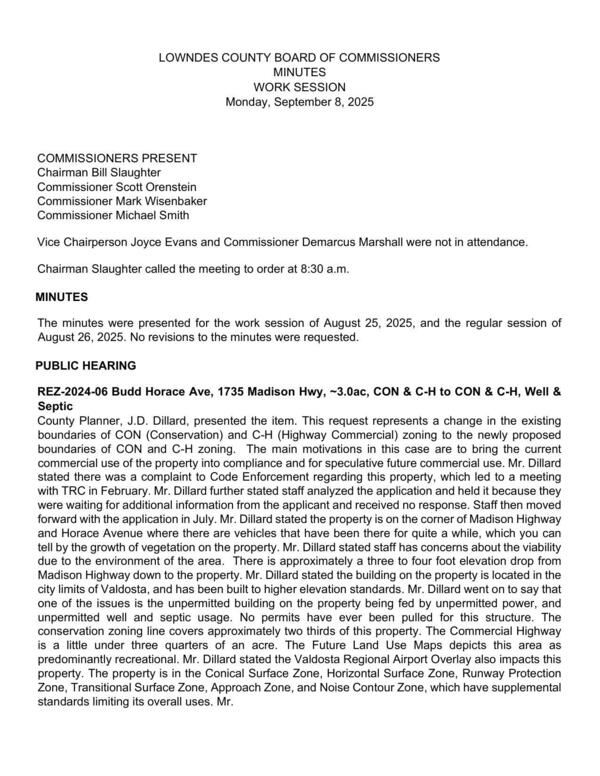 [Madison Highway down to the property. Mr. Dillard stated the building on the property is located in the]