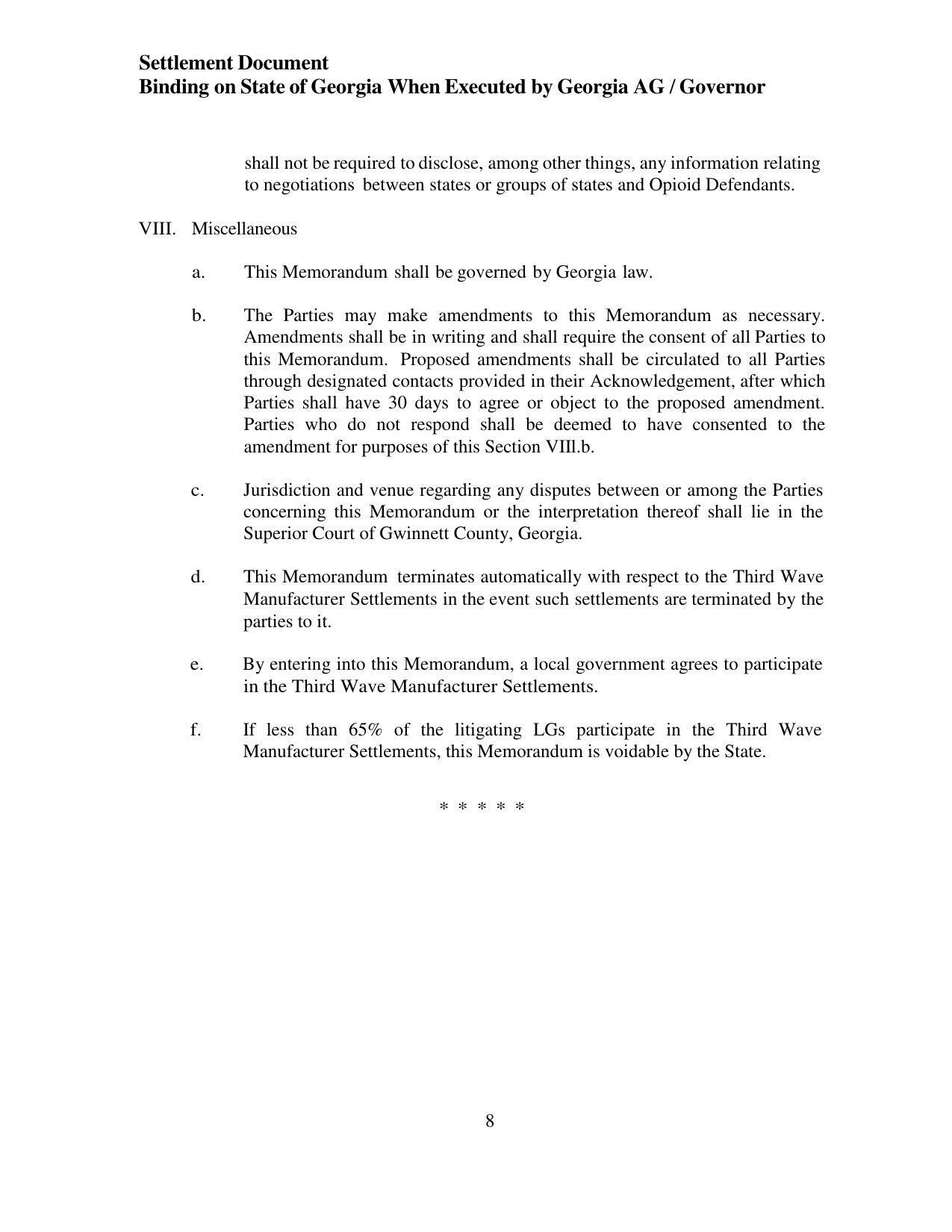 amendment for purposes of this Section VIII.b.