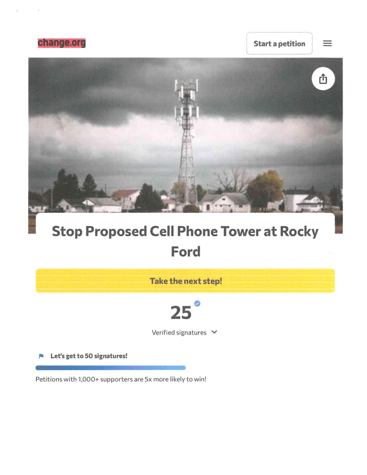 25 verified sigantures on change.org petition