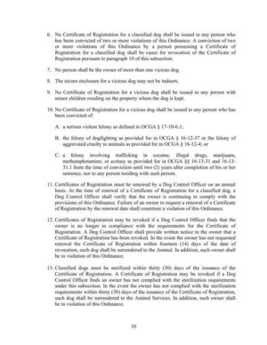 [6. No Certificate of Registration for a classified dog shall be issued to any person who....]