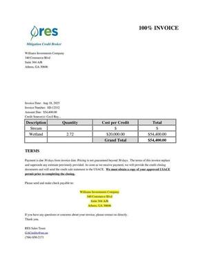 [Invoice for $54,400 from Williams Investments Company]