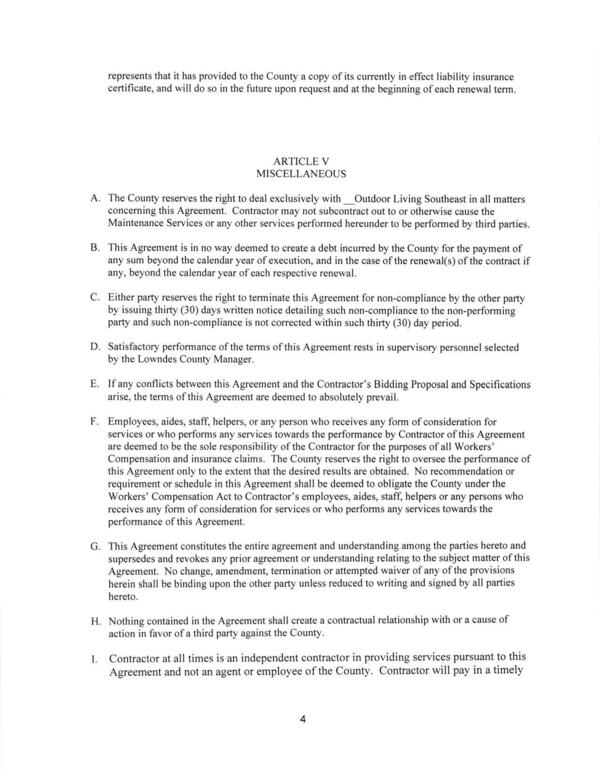 This Agreement is in no way deemed to create a debt incurred by the County for the payment of
