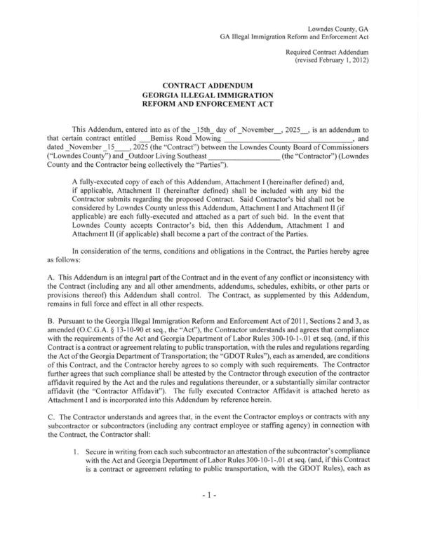 amended (0.C.G.A. § 13-10-90 et seq., the “Act’), the Contractor understands and agrees that compliance