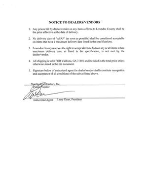 [NOTICE TO DEALERS/VENDORS]