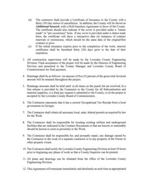 [thirty (30) day notice of cancellation. In addition, the County will be shown as]