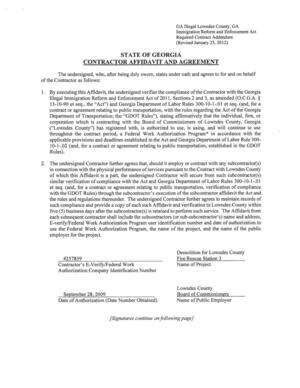 [CONTRACTOR AFFIDAVIT AND AGREEMENT]