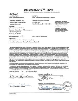 [BOND AMOUNT: $ 5% Five Percent of Amount Bid]