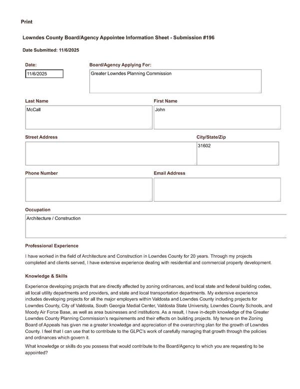 John McCall application