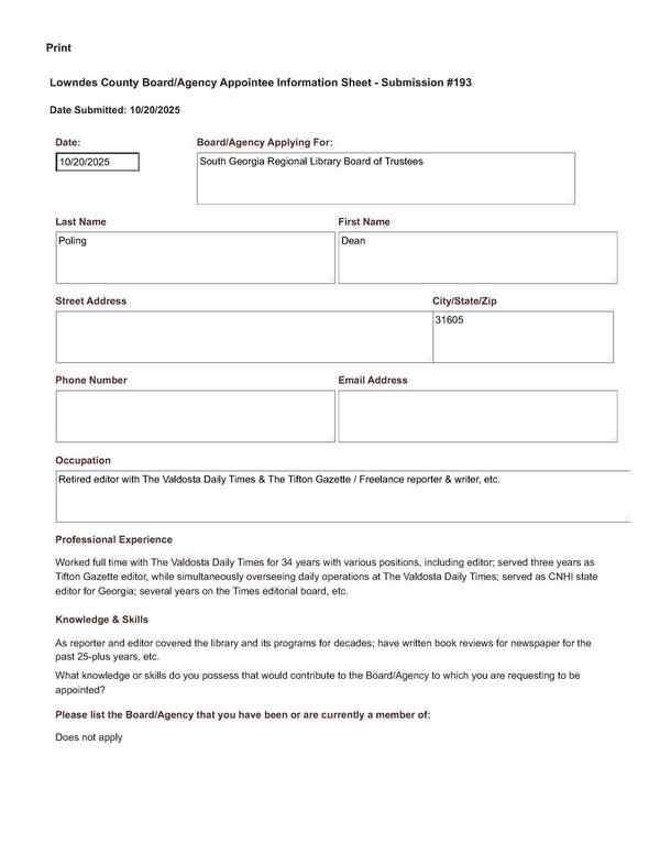 Dean Poling application