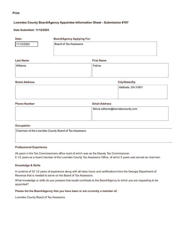 Felicia Williams application