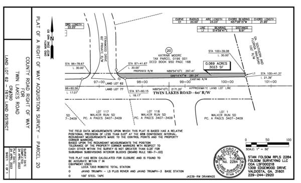 Map: SURVEY Twin Lakes Road 60-foot right of way from Katrina P. Moore