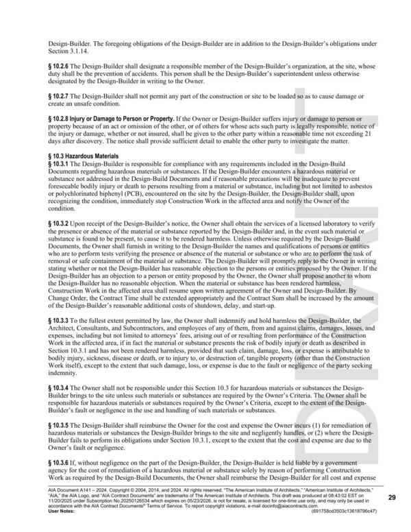 property because of an act or omission of the other, or of others for whose acts such party is legally responsible, notice of