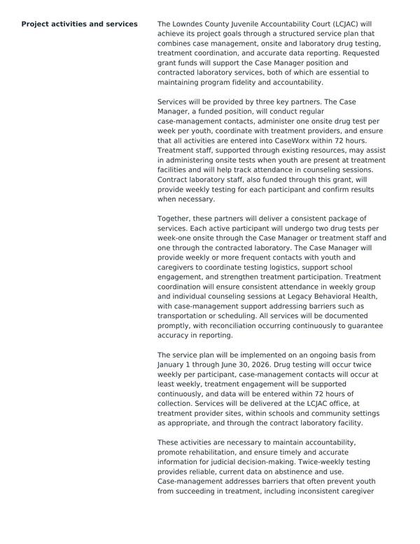 week per youth, coordinate with treatment providers, and ensure