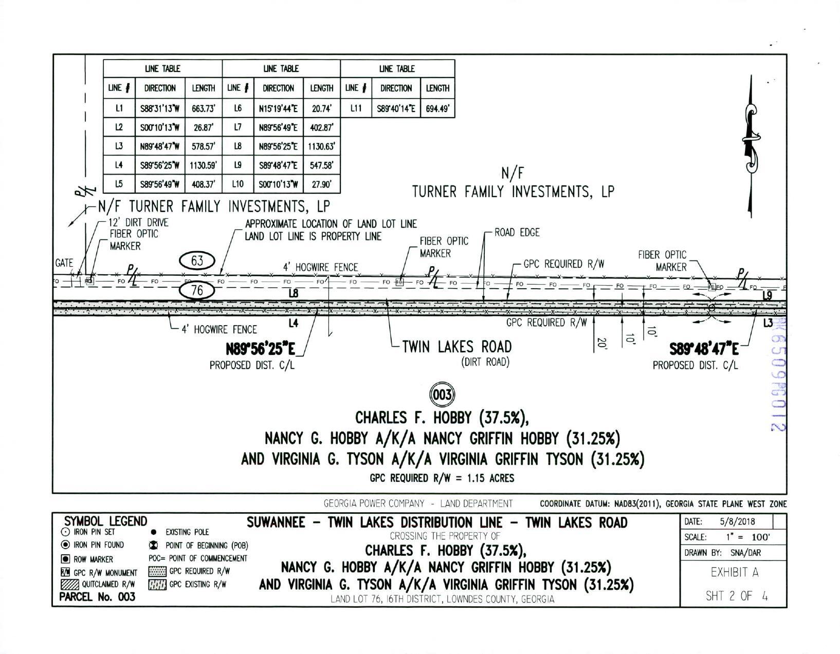 Map: Suwannee - Twin Lakes Distribution Line, Twin Lakes Road, Hobby and Tyson property (2 of 4)