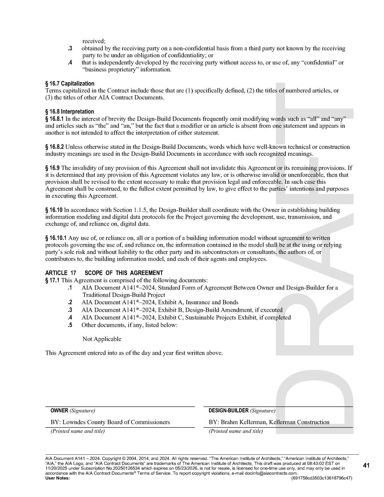 § 16.10 In accordance with Section 1.1.5, the Design-Builder shall coordinate with the Owner in establishing building