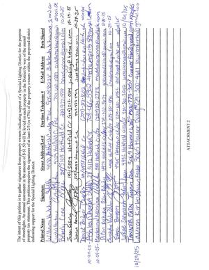 [Petition Signatories for Special Lighting District]