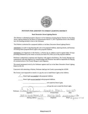 [Petition for Addition to Street Lighting District]