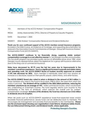 [MEMORANDUM: — 2026 Workers’ Compensation Renewal and Dividend Distribution]
