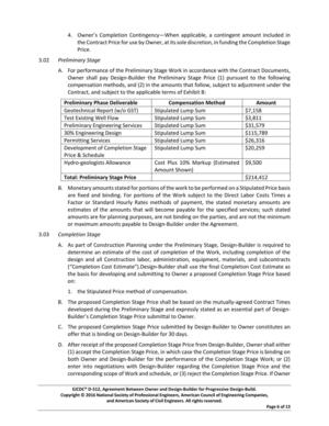 [Table: Preliminary Stage Compensation Amounts]