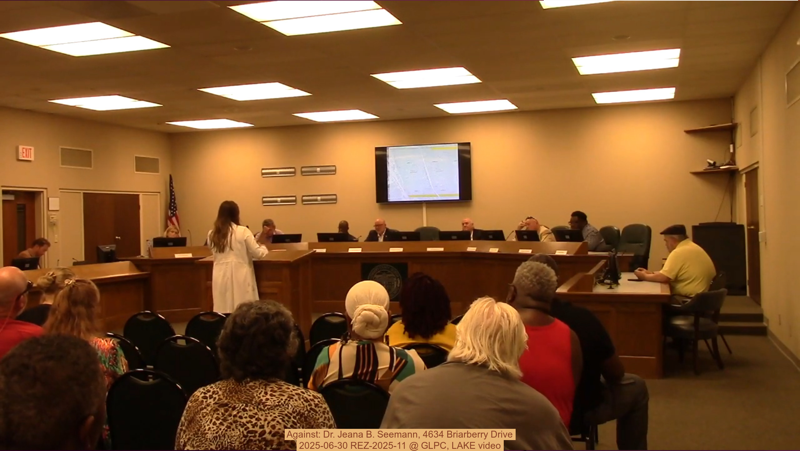 Against: Dr. Jeana B. Seemann, 4634 Briarberry Drive, 2025-06-30 REZ-2025-11 @ GLPC, LAKE video