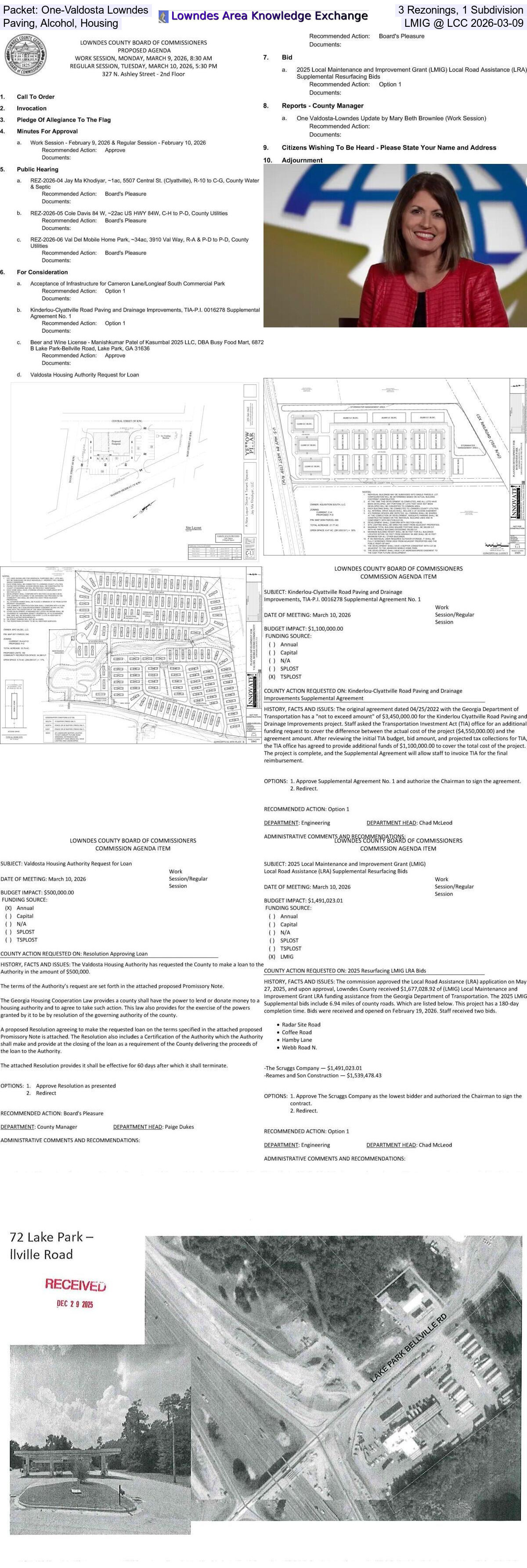 Packet: One-Valdosta Lowndes, 3 Rezonings, 1 Subdivision, Paving, Alcohol, Housing, LMIG @ LCC 2026-03-09