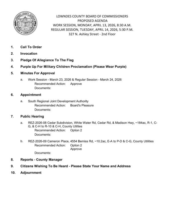 [PROPOSED AGENDA]