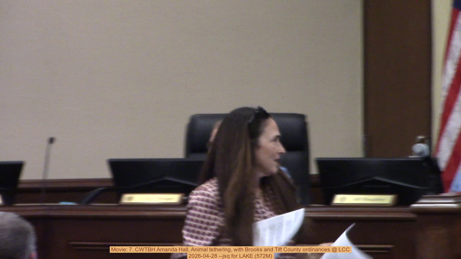 Movie: 7. CWTBH Amanda Hall, Animal tethering, with Brooks and Tift County ordinances @ LCC, 2026-04-28 --jsq for LAKE (572M)
