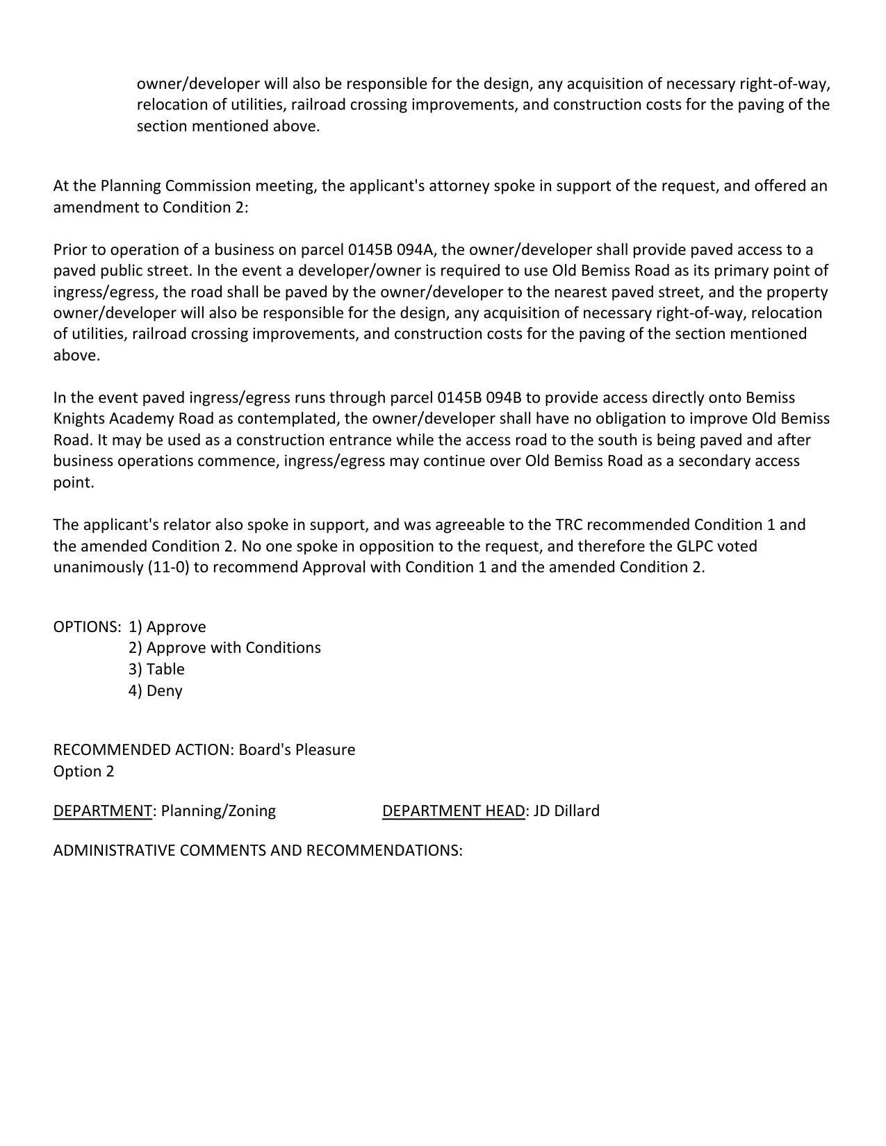 GLPC recommended approval unanimously with Condition 1 and the amended Condition 2.